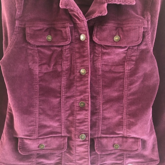 Chadwicks Burgundy Red Corduroy Blazer Jacket Womens Size S Collared Button Up - Picture 6 of 12